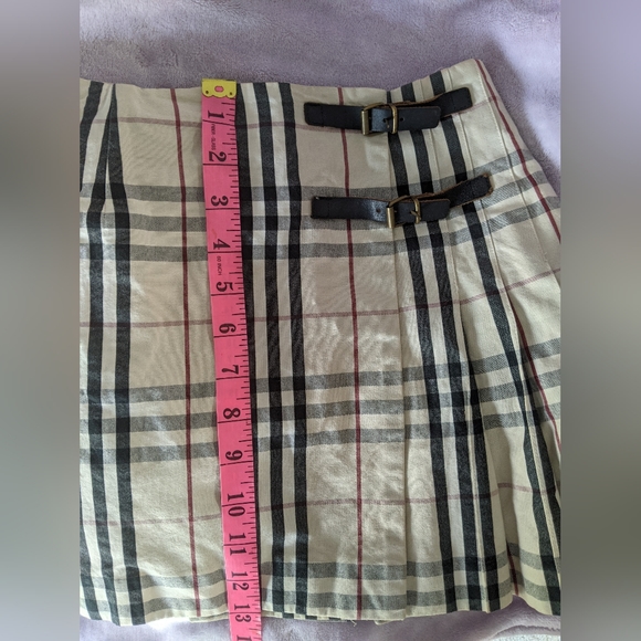 SOLD Burberry Check Plaid Beige Pleated Mini Skirt Authentic RARE - Picture 5 of 5